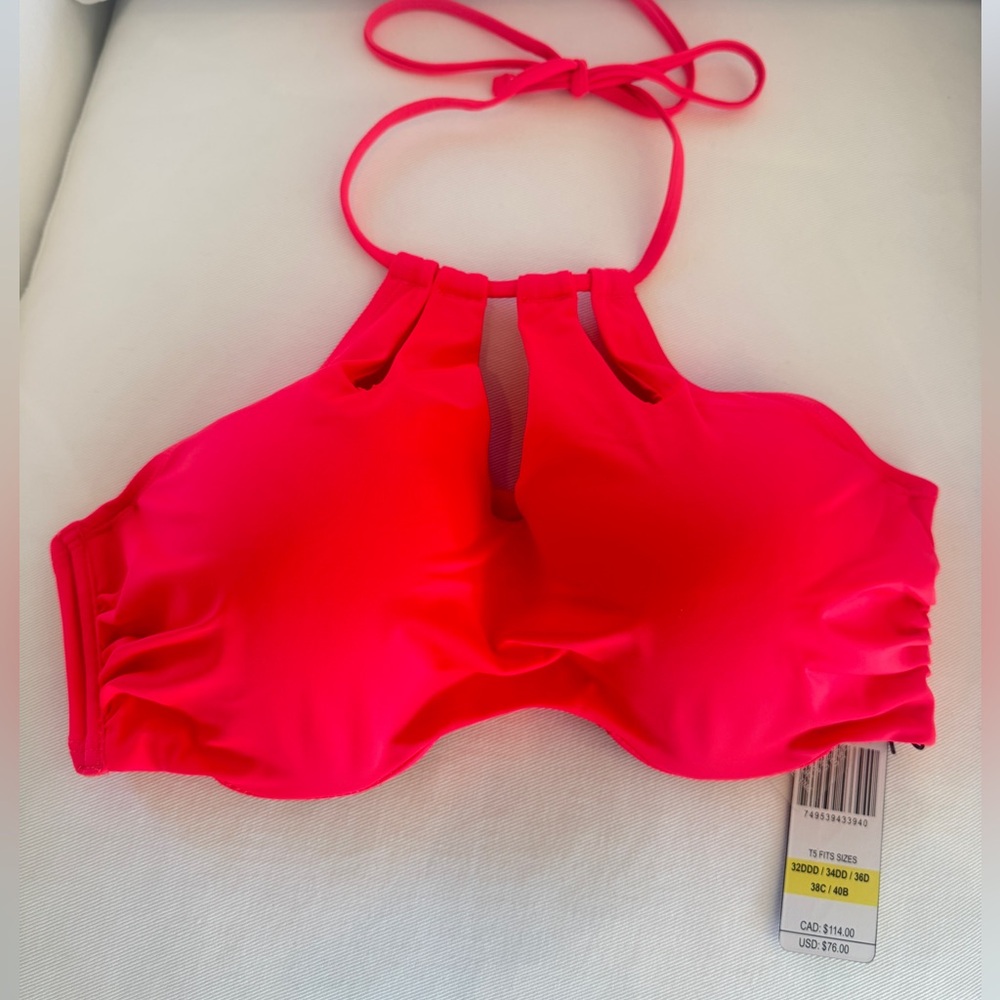 Vibrant Pink / Coral Blake Halter Bikini Top